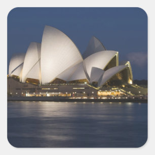 Australië, Sydney. Operahuis 's nachts op Vierkante Sticker