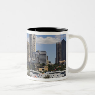 Australië, Sydney, Potts Point. Sydney silhouet. Tweekleurige Koffiemok