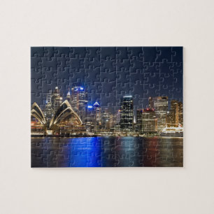 Australië, Sydney. Silhouet met Operahuis gezien Legpuzzel