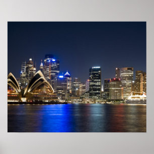 Australië, Sydney. Silhouet met Operahuis gezien Poster