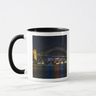Australië, Sydney. Sydney haven 's nachts. Mok
