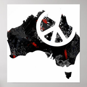Australië Trendy Peace Sign met Australische kaar Poster