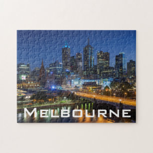 Australië, Victoria, Melbourne, silhouet met Legpuzzel