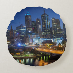 Australië, Victoria, Melbourne, silhouet met Rond Kussen