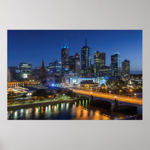 Australië, Victoria, Melbourne, skyline with Poster