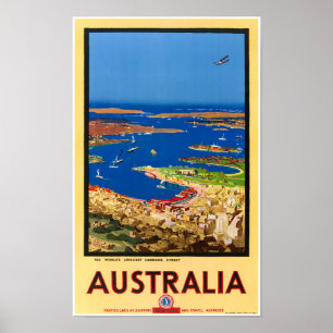 Australië Vintage Travel Poster teruggezet