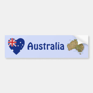 Australië Vlag Hart + Landkaart Bumpersticker