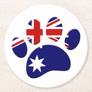 Australië Vlag Hond Paw Print Ronde Kartonnen Onderzetter