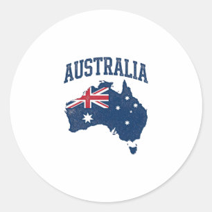 Australië Vlag Kaart Vintage Vervaaide Grafiek_1 Ronde Sticker