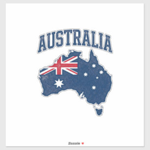 Australië Vlag Kaart Vintage Vervaaide Grafiek_1 Sticker