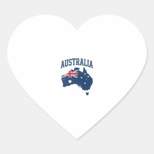 Australië Vlag Kaart Vintage Vervallen Grafiek_1 Hart Sticker