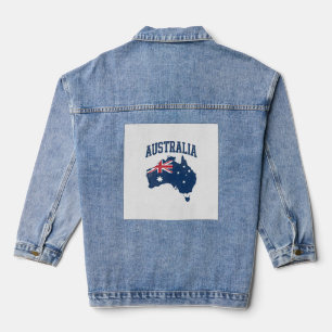 Australië Vlag Kaart Vintage Vervallen Grafisch_1 Denim Jacket