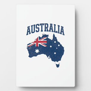Australië Vlag Kaart Vintage Vervallen Grafisch_1 Fotoplaat