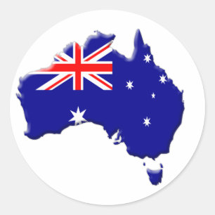 Australië-vlag-land-afgeschuinde-rand Ronde Sticker