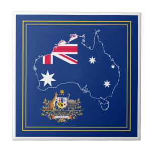 Australië - Vlagenkaart & Embleem Tegeltje