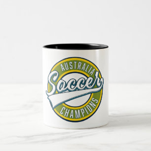 Australië voetbal kampioenen logo. tweekleurige koffiemok
