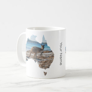 Australië Vorm Kangoeroe op het strand Foto Koffiemok