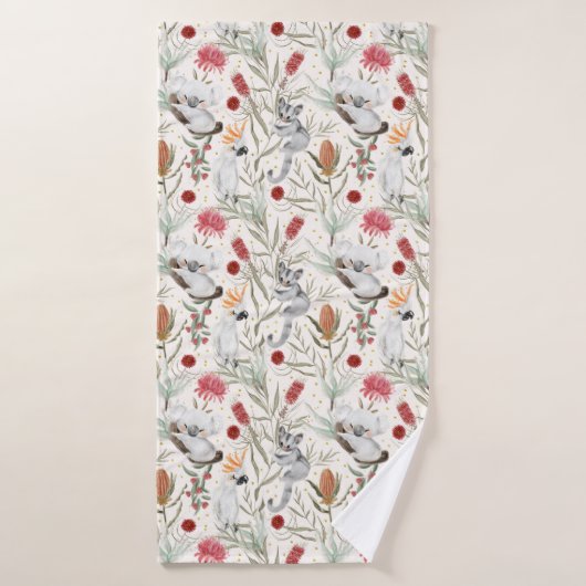 Australien Koala Cockatoos Proteas Motif de la nat (Serviette de bain)