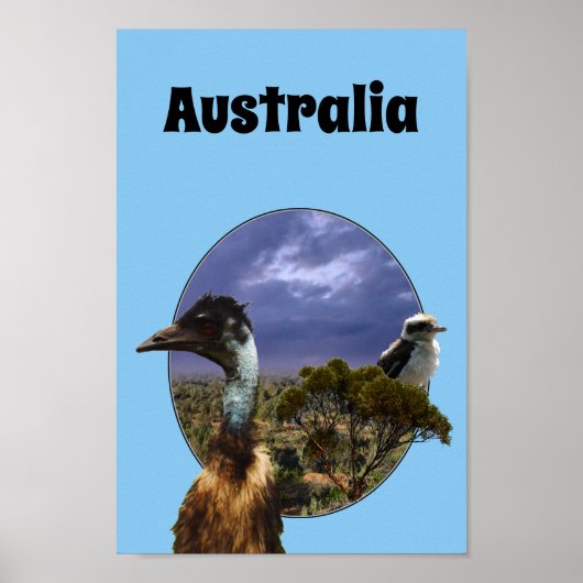 Australien Kookaburra Et Emu, Poster (Devant)