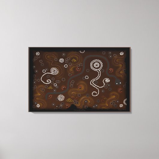 Australisch aboriginal-achtige Outback Desert Art Canvas Afdruk (Voorkant)