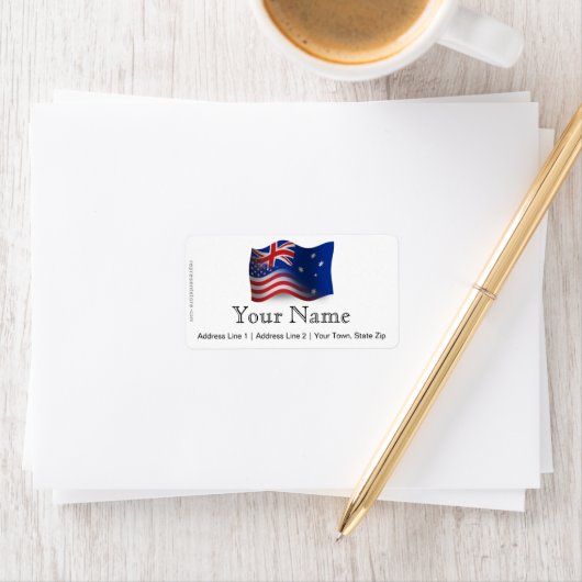Australisch-Amerikaanse zwaaiende vlag Etiket (Insitu)