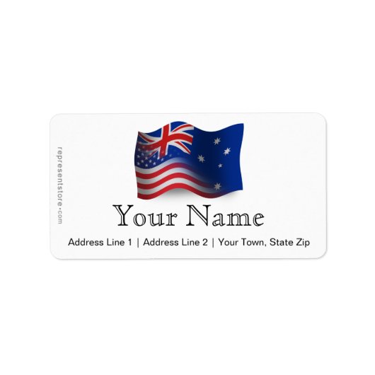 Australisch-Amerikaanse zwaaiende vlag Etiket (Voorkant)