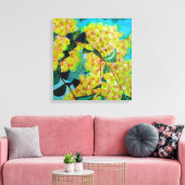 Australisch bloemcanvas met gele Wattle-kunst Canvas Afdruk (Insitu (Woonkamer))