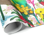 Australisch Budgerigar Wildflower Pattern Cadeaupapier (Rol Hoek)