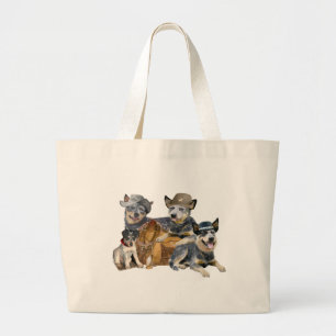 Australisch "Cattle Dog"-Western portret Grote Tote Bag