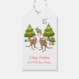 Australisch Cute Kangaroo Kerstmis Cadeaulabel