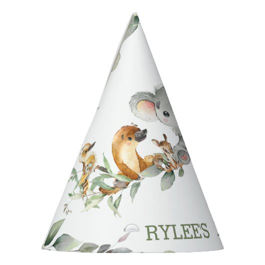 Australisch dier groen 1e verjaardag jongen meisje feesthoedjes (Links)