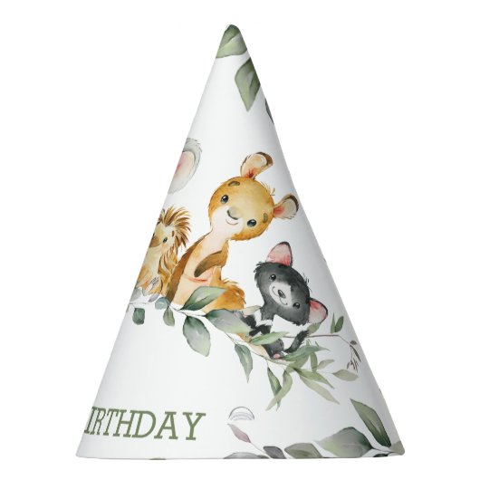 Australisch dier groen 1e verjaardag jongen meisje feesthoedjes (Rechts)