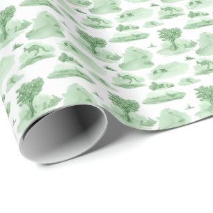 Australisch dier toile (groen) cadeaupapier