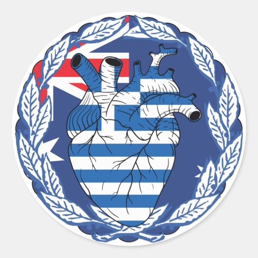 Australisch Grieks Onafhankelijkheid Grieks Ronde Sticker (Voorkant)