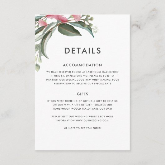 Australisch inheemse gom blad details Kaart (Voorkant)