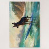Australisch Kelpie strand surfen schilderij Legpuzzel (Verticaal)