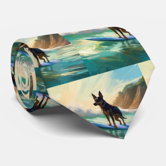 Australisch Kelpie strand surfen schilderij Stropdas (Opgerold)