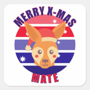 Australisch kerstfeest Kangaroo Vierkante Sticker