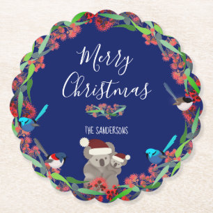 Australisch kerstfeest kartonnen onderzetters