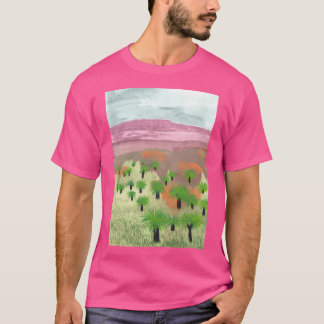 Australisch landschap met grasbomen actief t-shirt