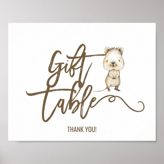 Australisch Quokka Neutral Gift Table Sign Poster (Voorkant)