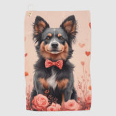 Australisch Rund met Rozen - Valentijnsdag Golfhanddoek (Voorkant)