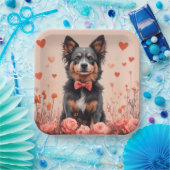 Australisch Rund met Rozen - Valentijnsdag Papieren Bordje (Feest)