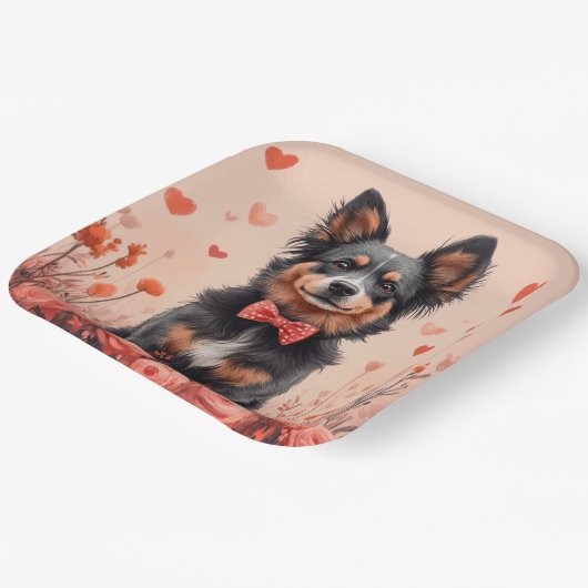 Australisch Rund met Rozen - Valentijnsdag Papieren Bordje (Gebogen)