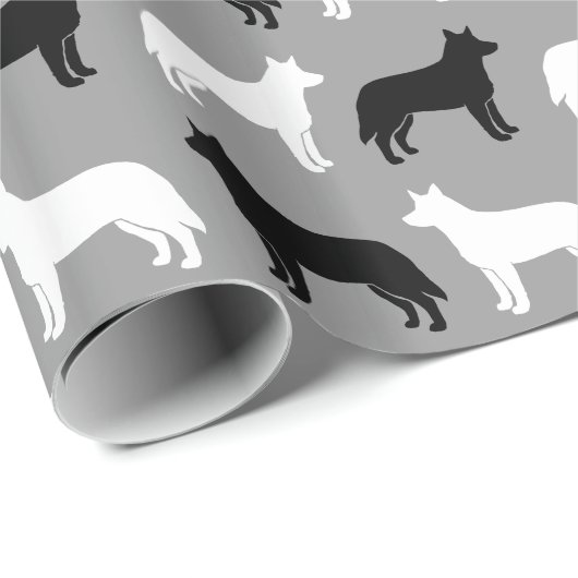 Australisch Rundvee Dog Silhouettes Pattern Cadeaupapier (Rol Hoek)