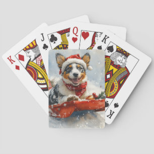 Australisch Rundvee in Slede Laat het Sneeuwen Ker Pokerkaarten
