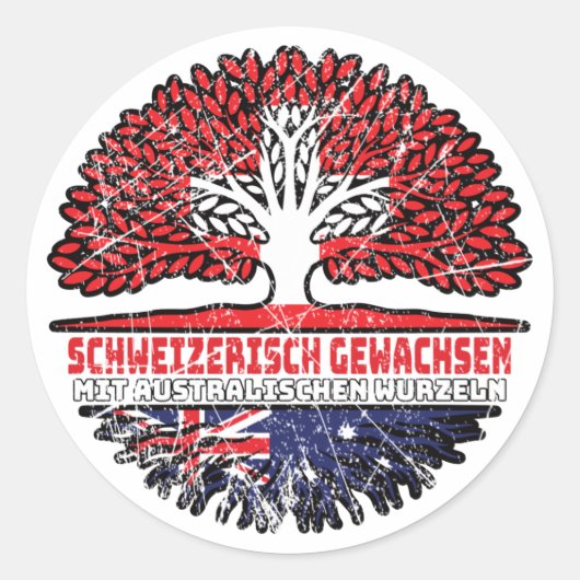 Australisch Schweizer Schweiz Baum Ronde Sticker (Voorkant)