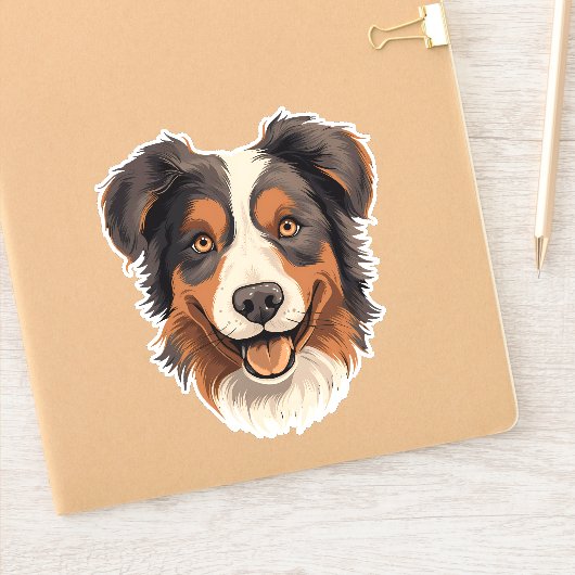 Australisch Shepherd Cute Aussie Dog Face Contour Sticker (Notitieboek)