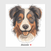 Australisch Shepherd Cute Aussie Dog Face Contour Sticker (Vel)