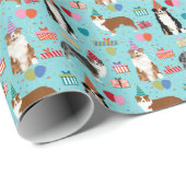 Australisch Shepherd dog Birthday wrappaper Cadeaupapier (Rol Hoek)